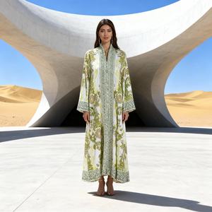 Premium Hot-fix Rhinestones Polyester Elegant Abaya Dress for Muslim Women Wholesale Custom - Product Image 1