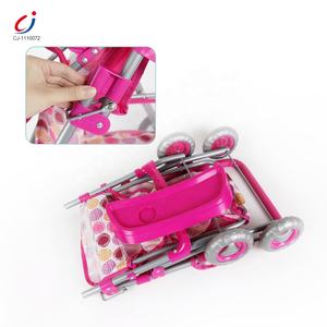 Cadeaux pour filles, jeu de simulation de <span class=keywords><strong>maison</strong></span>, poussette <span class=keywords><strong>pliable</strong></span> en fer, ensemble de poussette pour poupée bébé - Product Image 4