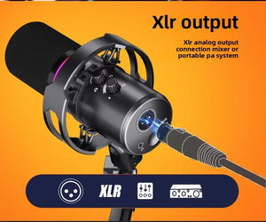 Professional Studio <b>Live</b> <b>Streaming</b> Podcas Recording Equipment Condenser Microphone USB XLR Shock Mount Metal Sound Card - Product Image 2