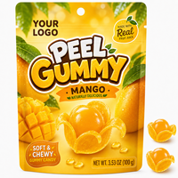 Op maat gemaakte, bulk, afpelbare gummy snoepjes, halal gecertificeerd, mango smaak, diverse fruitsmaken, rechtstreeks van de fabriek.