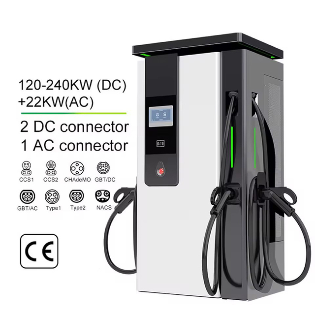 Triple Port Parallel DC EV Fast Charger 120-240kW 1GB/T+2CCS OCPP IP54 7" Touch Screen  Charging Station for Global Commercial