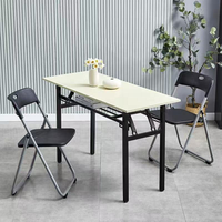 Table de banquet rectangulaire robuste pliable avec pieds en acier, plateau en contreplaqué, revêtement en PVC blanc, mobilier de salle à manger pour hôtel