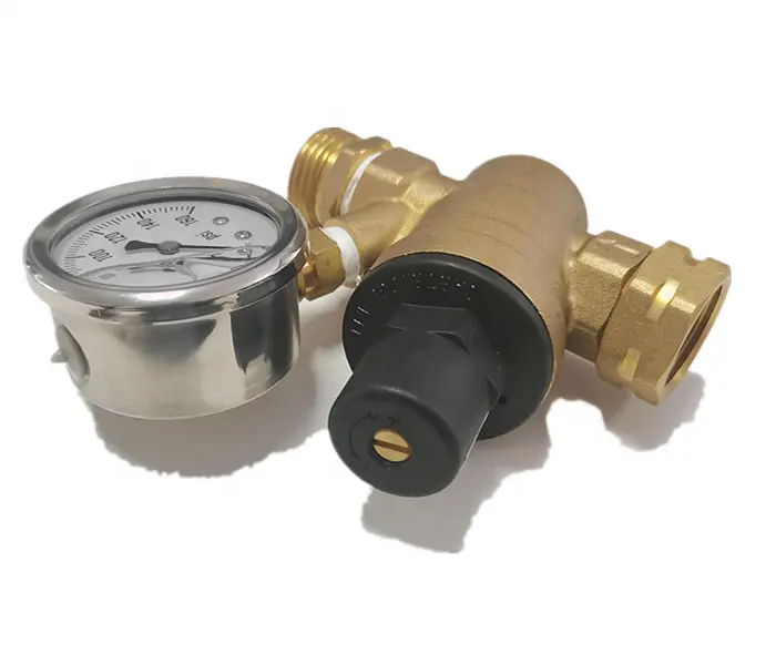 3/4 NH-11.5 RV Lead Free Brass Water Pressure Regulator With Pressure Gauge garden using