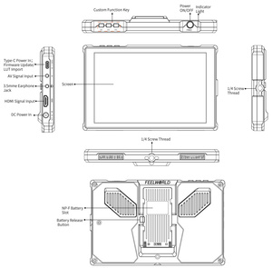 Moniteur de terrain pour caméra FW759 PRO à <span class=keywords><strong>écran</strong></span> tactile 7 pouces IPS 1280x800 avec entrée casque stéréo 3,5 mm et Type-C pour la réalisation de films - Product Image 6