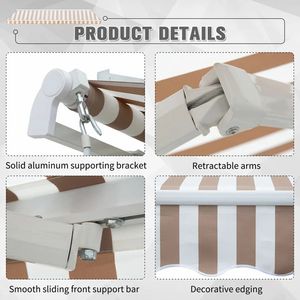 <span class=keywords><strong>Toldo</strong></span> retráctil manual de aluminio 3X4 para patio al aire libre con conveniente caja de cambios <span class=keywords><strong>horizontal</strong></span> para porche - Product Image 3