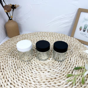 Frascos de vidrio de lados rectos resistentes a niños con tapa negra CR - Product Image 1