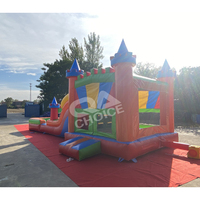 Château gonflable aquatique coloré avec toboggan et piscine pour enfants – Idéal pour les jeux d'été en extérieur