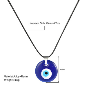 2025 New Vintage Style Turkish Evil Eye <strong>Necklace</strong> Turkish Eye Pendant <strong>Leather</strong> Rope Minimalist Designed Jewelry for Women and <strong>Men</strong> - Product Image 4