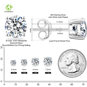 <span class=keywords><strong>Orecchini</strong></span> a lobo di lusso in argento sterling 925 con diamante GRA da 1 o 2 carati, moissanite VVS, a grappolo floreale, in oro <span class=keywords><strong>bianco</strong></span>, per uomo e donna - Product Image 5