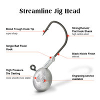 Tête de jig en plomb pour la pêche au bar en eau peu profonde, anti-herbe, 1/8oz 3/16oz 1/4oz, vente en gros