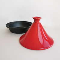 Marmite à tajine émaillée en fonte avec couvercle en céramique Plat marocain Ensemble de tajine Batterie de cuisine Fond à induction