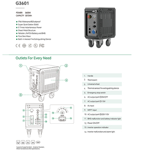 Station d'alimentation portable industrielle à haute tension, étanche à l'eau et à la poussière IP66, 3600W, avec batteries lithium-ion LiFePO4 à charge solaire - Product Image 3