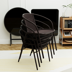Youya elegante <span class=keywords><strong>conjunto</strong></span> blanco al aire libre silla reclinable de ratán <span class=keywords><strong>y</strong></span> <span class=keywords><strong>mesa</strong></span> para balcón negro hierro plástico Spray muebles de exterior moderno - Product Image 1