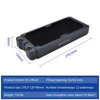 OCOCOO OC-CRD24 cuivre radiateur refroidissement PC ventilateur boîtier d'ordinateur eau liquide radiateur équipement CPU système de refroidissement ordinateur portable serveur