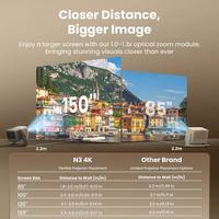 Projecteur laser triple 4K JMGO N3, 1700 lumens ISO, zoom optique 1,3x, Dolby Home Theater, projecteur intelligent portable pour cinéma maison