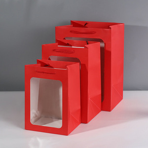Bolsa de regalo de cartón Kraft blanco con ventana <span class=keywords><strong>abierta</strong></span> para envolver <span class=keywords><strong>floristería</strong></span> logotipo personalizado Material artesanal duradero - Product Image 1
