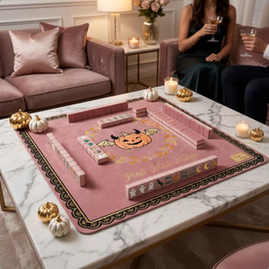 Tapis de Mahjong Exclusif de Luxe Moderne Motif Citrouille, en Caoutchouc Antidérapant, Imperméable et Anti-bruit, 31.5x31.5, pour le Divertissement - Product Image 1