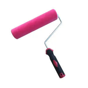 Wall Decoration Rolling Lambswool Fiber Deluxe Paint Roller Rose Color with TPR Handle for DIY Home Painting