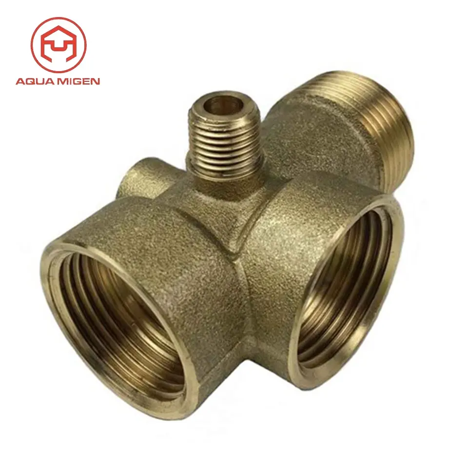 1" BSP Male and Female Brass 5 Way Tee Connection for Plumbing Installations