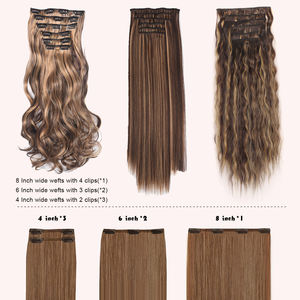 Оптовая продажа, комплект из 6 предметов, зажим для наращивания, длинные прямые волосы 24 дюйма, синтетический парик для женщин с прямыми волосами - Product Image 5