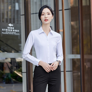 Women's Formal Shirt Set Solid Color Bamboo Fiber Anti-Wrinkle Office Workwear Professional Business Wear Long Sleeve - Product Image 4