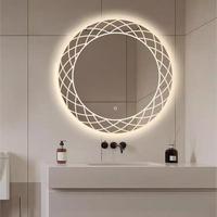 Espejo de Maquillaje LED Moderno Art Deco Personalizado, Montado en la Pared, con Función Antivaho y Control Táctil para Baño