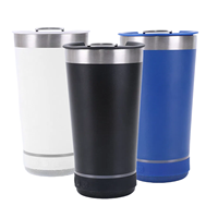 Tumbler Bluetooth Speaker 16oz dari Baja Anti Karat, Dinding Ganda, Vakum Terisolasi, Anti Bocor, Mug Perjalanan