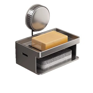 Porte-savon à ventouse, support mural de rangement pour salle de bain en aluminium, égouttoir pour lavabo - Product Image 1
