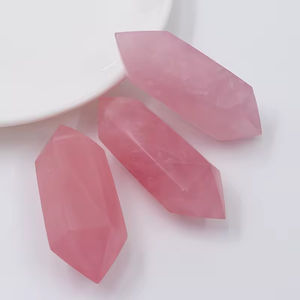 Venta al por mayor de Columnas de Cuarzo Rosa Natural de Doble Punta, Torre de Cristal Fantasma, Piedra de Ágata Roja para regalo - Product Image 1