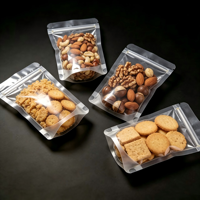 Sachets d'emballage en plastique transparents personnalisés avec fermeture éclair, de qualité alimentaire, pour le stockage de noix, biscuits et bonbons, avec logo personnalisé, vente en gros