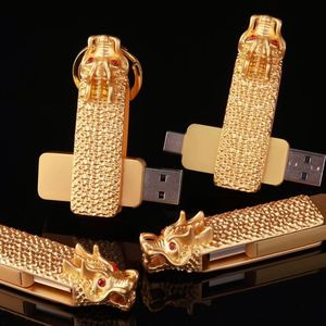 Clé USB personnalisée Dragon Doré du Zodiaque, boîtier métallique rotatif Type-C 2-en-1, grande capacité 64 Go/128 Go, prête à offrir - Product Image 1