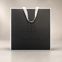 Personalisierte Luxus-Papiertüten mit Logo, Schwarze Einkaufstaschen für Kleidung, Accessoires, Geschäftsgeschenke mit Bandgriff