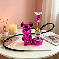 Ensemble Chicha Acrylique Design Ours Unique, Vibrant et Coloré, Portable, pour Fournitures de Bars et Salons