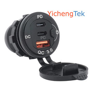 Cargador de Pared con Carcasa de Aluminio, Interruptor Integrado, 3 Puertos, 63W, 12V 24V, Carga Rápida, Doble USB C PD QC3.0 - Product Image 3