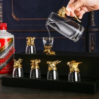 Ensemble de Verres à Vin en Cristal de Haute Qualité, Thème Animaux du Zodiaque, Verres à Liqueur, Carafe, Verres à Shot et Coffret Cadeau