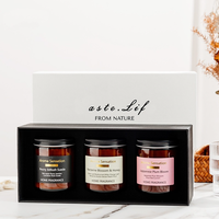 Ensemble de 3 pots à bougies en verre tealight avec couvercle et base, en papier couché imprimé avec logo personnalisé, boîte d'emballage