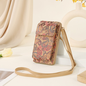 Borsa per cellulare da donna Borsa <span class=keywords><strong>a</strong></span> <span class=keywords><strong>tracolla</strong></span> versatile vintage Borsa con stampa in sughero Borsa spaziosa con stampa floreale per attività all'aperto - Product Image 5