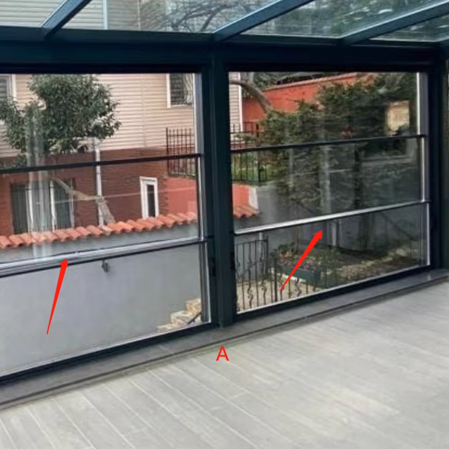 Commercial Restaurant Motorized Sun Room Glass Guillotine Window