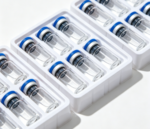 Flacons stériles en borosilicate avec bouchons à clapet rouge/bleu/blanc |   Flacons prêts à l'emploi pour applications cosmétiques et de laboratoire lyophilisées - Product Image 2