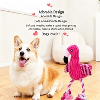 Jouet en peluche couineur flamant rose personnalisé pour chien, jouet à mâcher pour animaux de compagnie, vente en gros