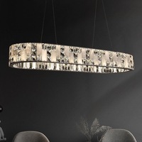 Lustre circulaire moderne en cristal LED et marbre 2025, suspension réglable pour salon et maison