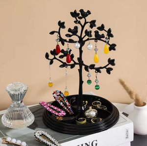Expositor de Joyería en Forma de Árbol de Plástico con Diseño de Pájaro, Soporte para Pendientes, Collares y Anillos con Bandeja de Almacenamiento para el Hogar o Tienda - Product Image 6