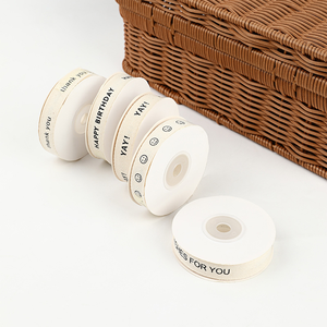 Cintas de algodón ecológicas de 1,5 cm de alta calidad, logotipo de marca impreso personalizado, estilo de una sola cara, lazo de regalo personalizado al por mayor - Product Image 3