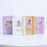 Carnet créatif A6 en PU avec couverture rigide, motif animaux mignons, élastique, idéal pour étudiants, journal, voyage, promotion 2026