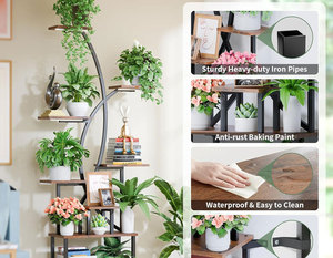 <span class=keywords><strong>Support</strong></span> <span class=keywords><strong>de</strong></span> Plantes Stable en Fer Multi-Niveaux Écologique avec Revêtement Poudré Style Nordique Moderne pour Lumières <span class=keywords><strong>de</strong></span> Croissance Intérieur/Extérieur Jardin Domestique - Product Image 3