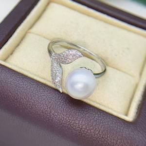 WENCHI 11714 10677 Accessoires DIY Support de bague en argent S925 avec perles rondes de 6-7 mm en pierre naturelle Panda Platine Matériau principal - Product Image 3