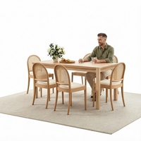Ensemble de 2 chaises de salle à manger minimalistes en rotin avec design sans accoudoirs rembourrés et pieds ergonomiques en bois pour usage domestique/hôtelier