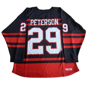 Maillot de hockey personnalisé sublimé de qualité supérieure Sibrin |   100 % polyester, nom/numéro d'équipe personnalisés, toutes tailles |   Col en V pour adultes, taille unique - Product Image 2