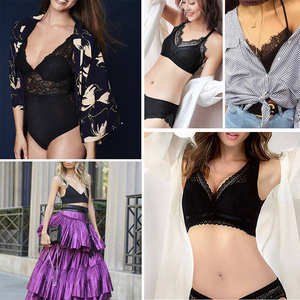 Soutien-gorge Sexy Women Fancy extraíble acolchado Plunge Cutout Deep V Push up Sexy Lace Bralette Top Bra - Product Image 5