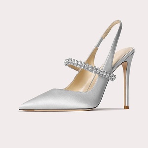 Sandalias de Verano con una Sola Tira y Punta Cerrada para Mujer, Tallas 32-45, con Pedrería, Estilo 2026, Tacón de Aguja, Punta Puntiaguda, Cierre de Hebilla de Satén de Seda - Product Image 2